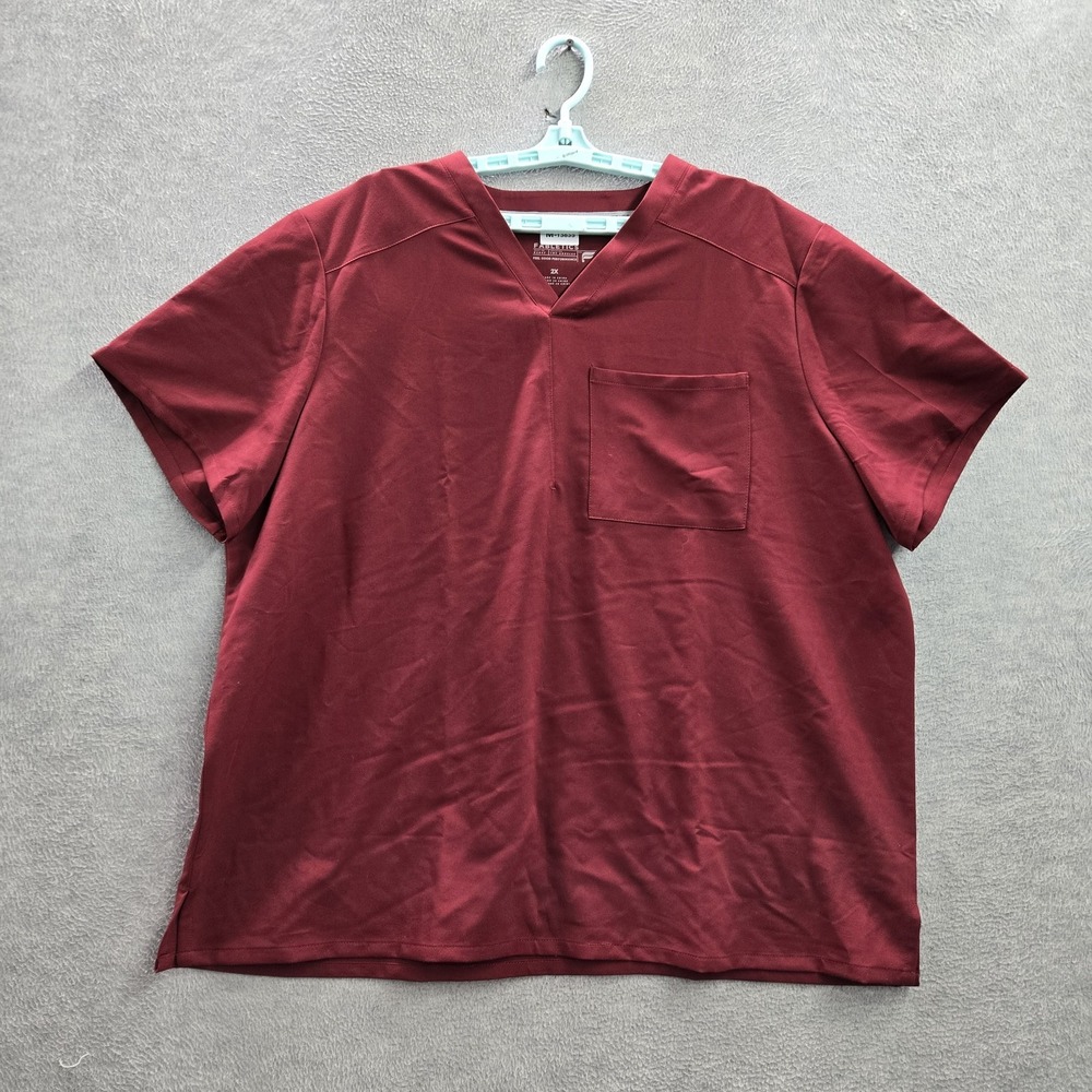Fabletics Women Scrub Top 2X Red Logo Short Sleeve
